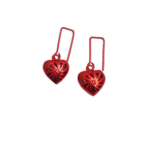 ARETES CORAZON  MATICES ROJO